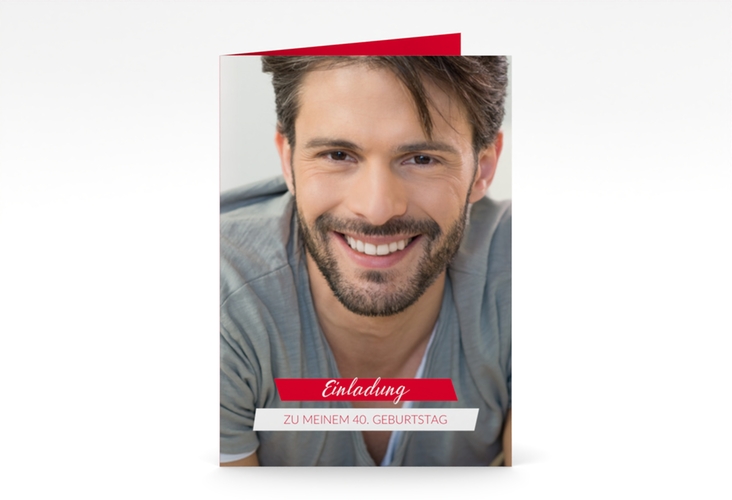 Einladung 40. Geburtstag Happy A6 Klappkarte hoch