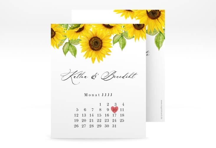 Save the Date-Kalenderblatt Sonnenblume Kalenderblatt-Karte hochglanz