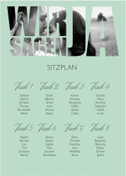 Sitzplan Poster Hochzeit Letters 50 x 70 cm Poster mint