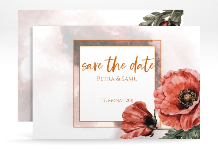 Save the Date-Karte "Sommer" A6 Karte quer mit Mohnblumen-Aquarell