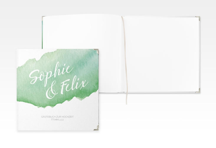 Gästebuch Selection Hochzeit Aquarella Leinen-Hardcover gruen