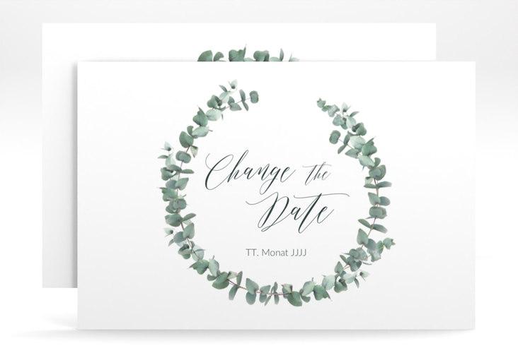 Change the Date-Karte Silverleaf A6 Karte quer mit Eukalyptus-Zweig