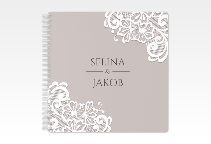 Trautagebuch Hochzeit Vintage Trautagebuch Hochzeit grau mit floraler Spitze