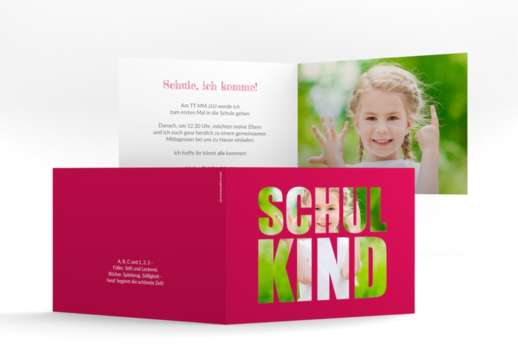 Einschulungskarte Schulkind A6 Klappkarte quer