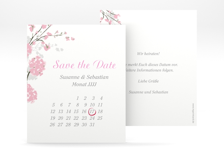 Save the Date-Kalenderblatt Salerno Kalenderblatt-Karte rosa hochglanz