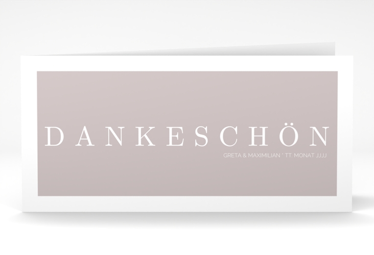 Dankeskarte Hochzeit Simply lange Klappkarte quer grau