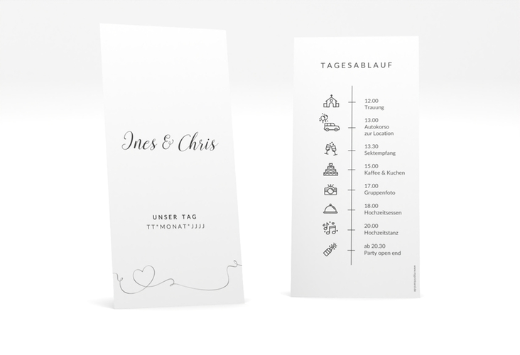 Tagesablauf Hochzeit Dolce lange Karte hoch