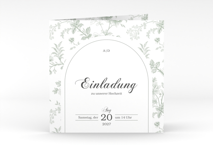 Hochzeitseinladung Très Chic quadr. Klappkarte gruen