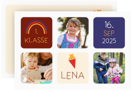 Klick: Details zu Einschulungskarte "Meilenstein" anzeigen Einschulungskarte Meilenstein A6 Karte quer bunt