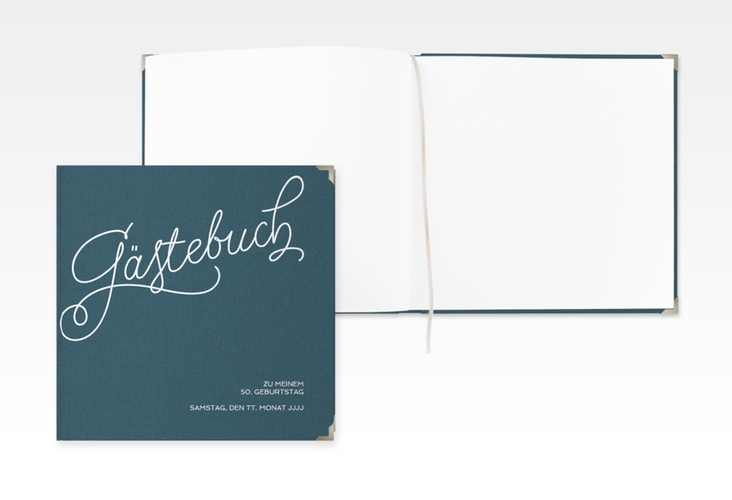 Gästebuch Selection Geburtstag "Schwungvoll" Leinen-Hardcover blau