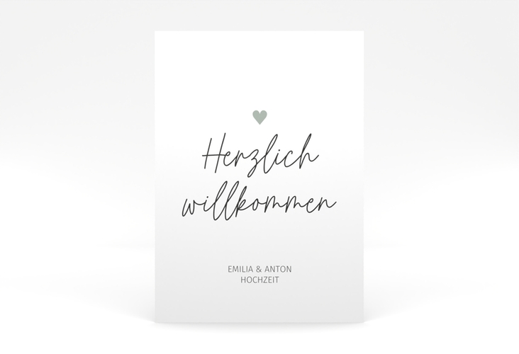 Willkommensschild Poster Herzschlag 50 x 70 cm Poster weiss schlicht und elegant mit Herzchen