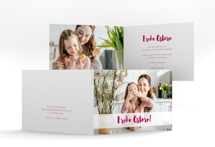Osterkarte Passion A6 Klappkarte quer pink