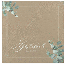 Klick: Details zu Gästebuch Selection Hochzeit "Eucalypt" anzeigen Gästebuch Selection Hochzeit Eucalypt Leinen-Hardcover Kraftpapier mit Eukalyptus und edlem Rahmen