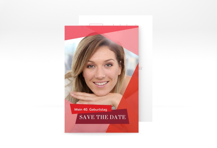 Save the Date-Postkarte Geburtstag Shapes A6 Postkarte rot hochglanz