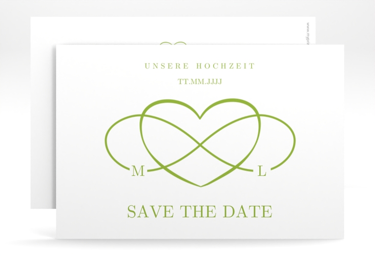 Save the Date-Karte Infinity A6 Karte quer gruen hochglanz