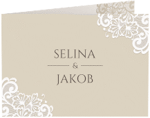 Klick: Details zu Dankeskarte Hochzeit "Vintage" anzeigen Dankeskarte Hochzeit Vintage A6 Klappkarte quer beige mit floraler Spitze