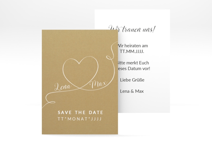 Save the Date-Visitenkarte Herzensbund Visitenkarte hoch weiss