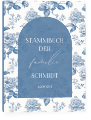 Stammbuch A5 Blue Floral Stammbuch A5 blau mit blauem Blumenmuster auf weißem Grund