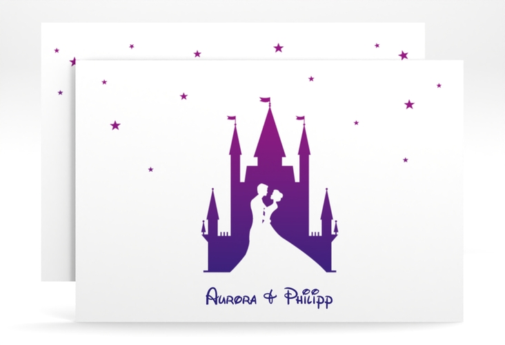 Save the Date-Karte Castle A6 Karte quer lila hochglanz