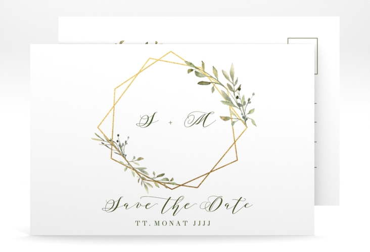 Save the Date-Postkarte Acacia A6 Postkarte weiss hochglanz