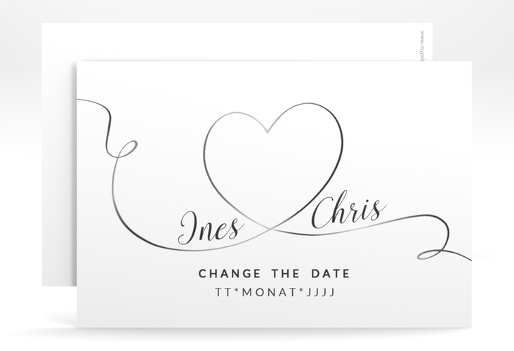 Change the Date-Karte Hochzeit Dolce A6 Karte quer weiss hochglanz