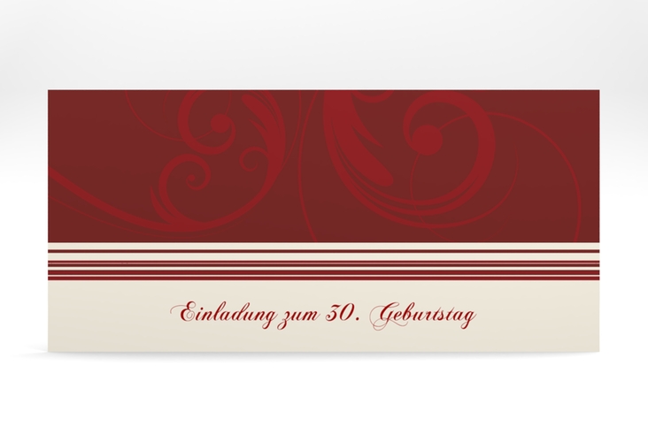 Einladungskarte "Katharina" lange Karte quer rot