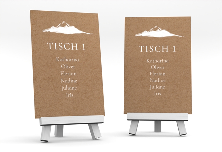 Tischaufsteller Hochzeit Berghochzeit Tischaufsteller mit Berg-Motiv
