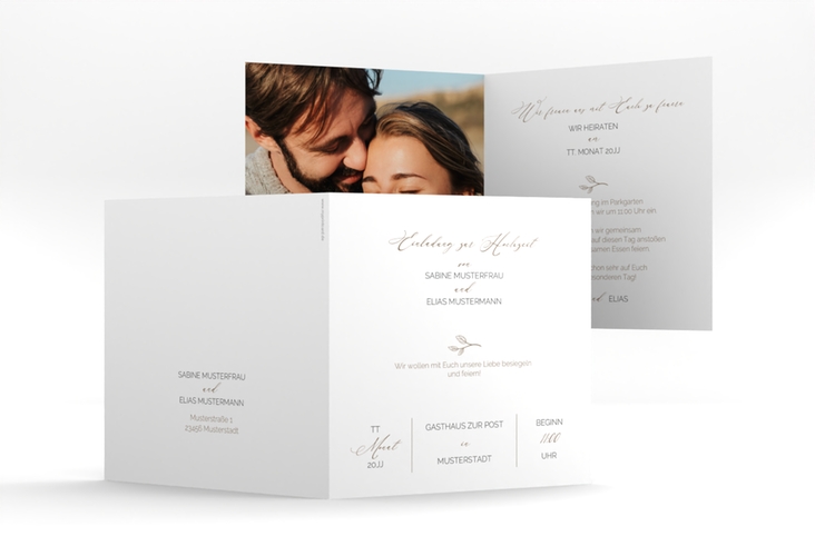 Hochzeitseinladung Plain quadr. Klappkarte weiss hochglanz