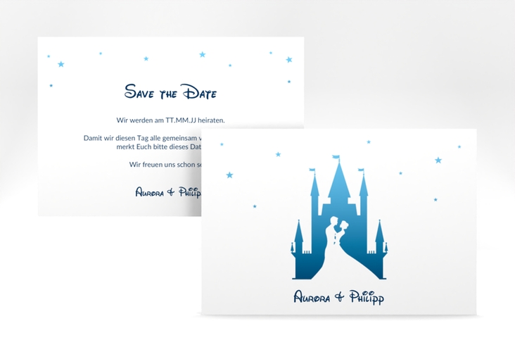 Save the Date-Karte Castle A6 Karte quer blau