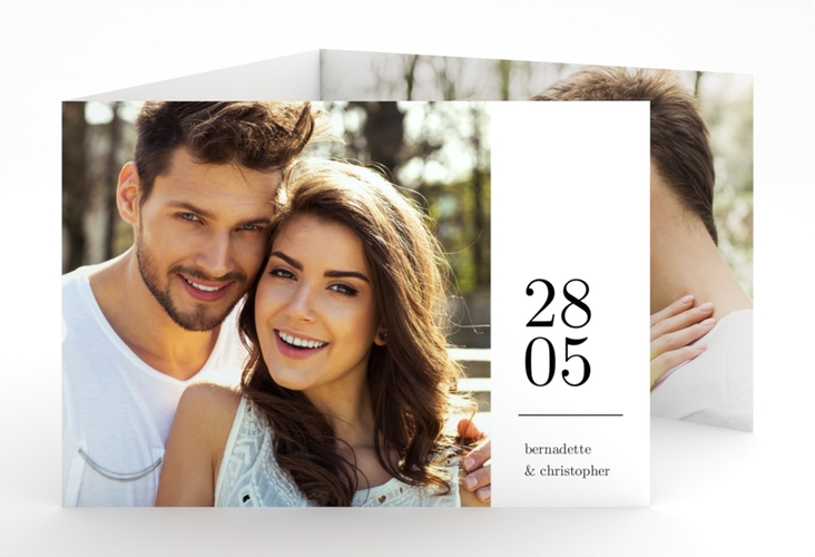 Hochzeitseinladung Minimal A6 Doppel-Klappkarte weiss