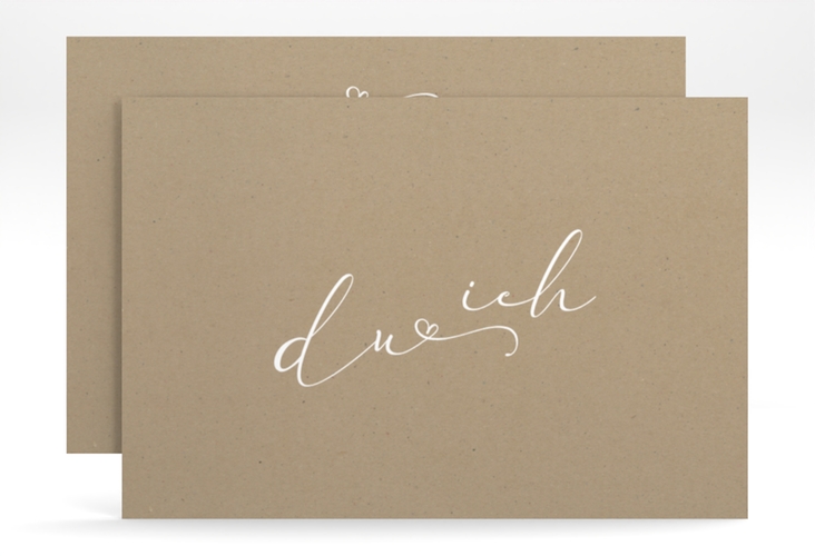 Save the Date-Karte Zweisamkeit A6 Karte quer Kraftpapier hochglanz im minimalistischen Stil mit Aufschrift du & ich