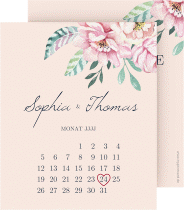 Klick: Details zu Save the Date-Kalenderblatt "Blooming" anzeigen Save the Date-Kalenderblatt Blooming Kalenderblatt-Karte rosa