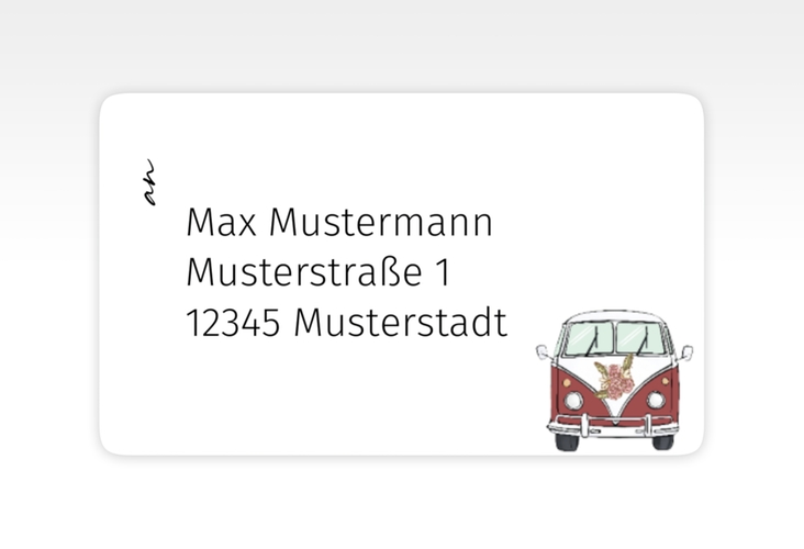 Empfängeretikett Hochzeit Hochzeitsbulli 63,5 x 38,1 mm rot