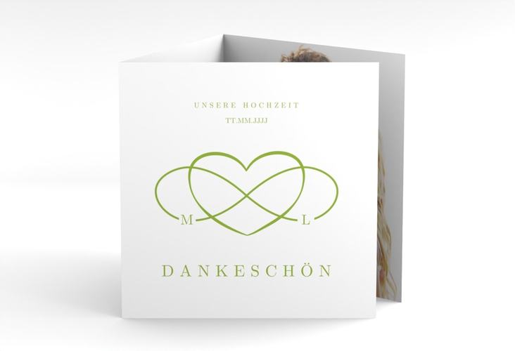 Dankeskarte Hochzeit Infinity quadr. Doppel-Klappkarte gruen