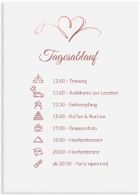 Klick: Details zu Tagesablauf Leinwand Hochzeit "Envie" anzeigen Tagesablauf Leinwand Hochzeit "Envie" 50 x 70 cm Leinwand lila