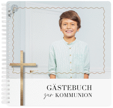Gästebuch Kommunion Kirchenfest Ringbindung weiss