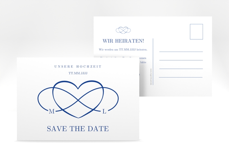 Save the Date-Postkarte Infinity A6 Postkarte blau