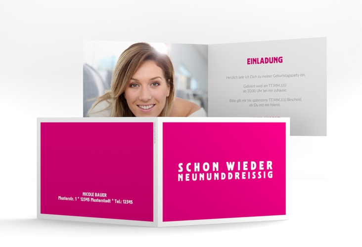 Einladung 40. Geburtstag Gag A6 Klappkarte quer pink