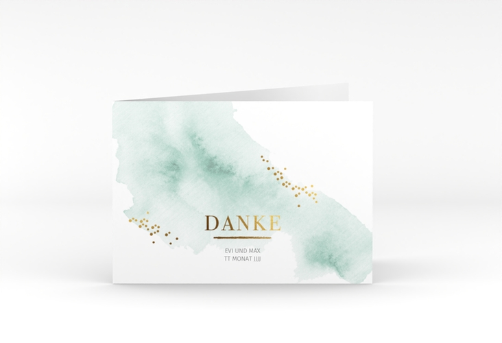 Danksagungskarte Hochzeit Pastell A6 Klappkarte quer mint hochglanz