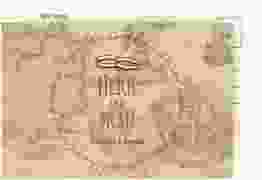Antwortkarte Hochzeit Zwei Ringe A6 Postkarte beige mit Eheringen und Fantasy-Landkarte