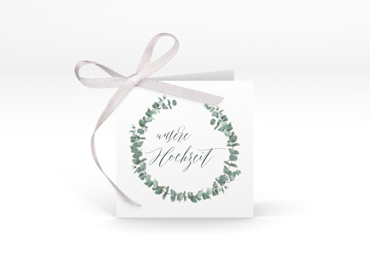 Geschenkanhänger Hochzeit "Silverleaf" Geschenkanhänger 10er Set weiss mit Eukalyptus-Zweig