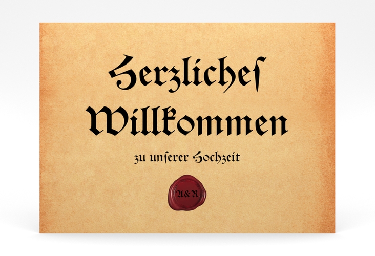 Willkommensschild Poster Mittelalter 70 x 50 cm Poster beige