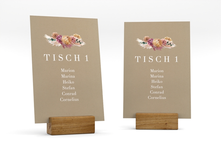 Tischaufsteller Hochzeit Bohochic Tischaufsteller Kraftpapier