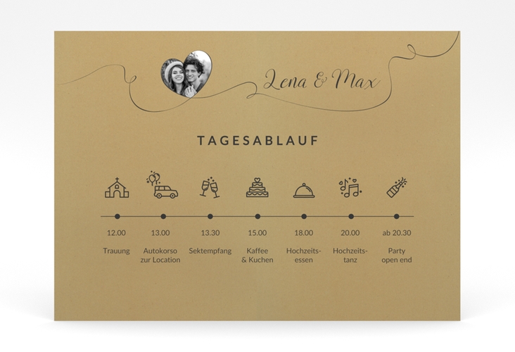 Tagesablauf Poster Hochzeit "Herzensbund" 70 x 50 cm Poster schwarz