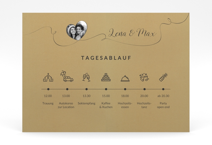 Tagesablauf Poster Hochzeit Herzensbund 70 x 50 cm Poster schwarz