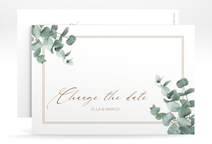 Change the Date-Karte Eucalypt A6 Karte quer weiss mit Eukalyptus und edlem Rahmen