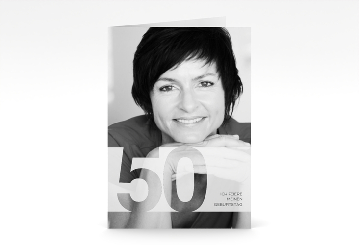 Einladung 50. Geburtstag Banderole A6 Klappkarte hoch