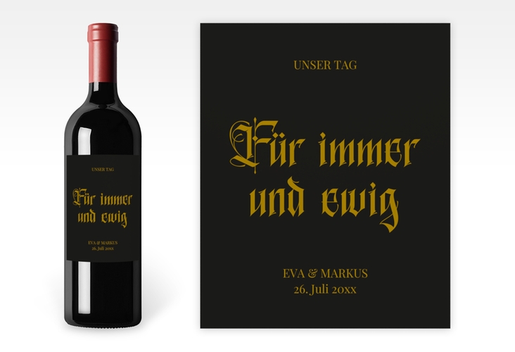 Weinetikett zur Hochzeit Wednesday Etikett Weinflasche 4er Set schwarz