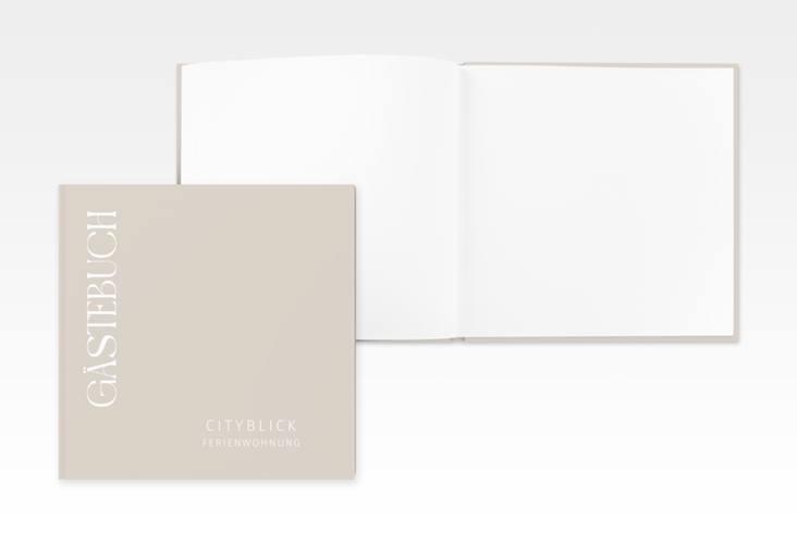 Gästebuch Creation Ferienwohnung Ferienunterkunft 20 x 20 cm, Hardcover beige