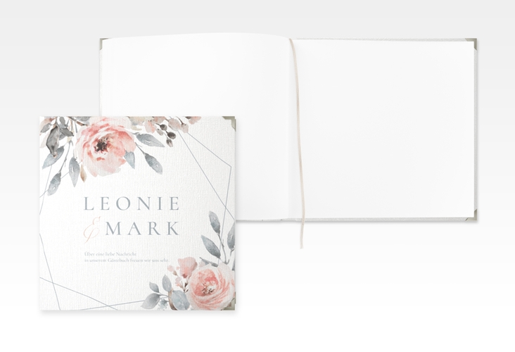 Gästebuch Selection Hochzeit Perfection Leinen-Hardcover weiss mit rosa Rosen